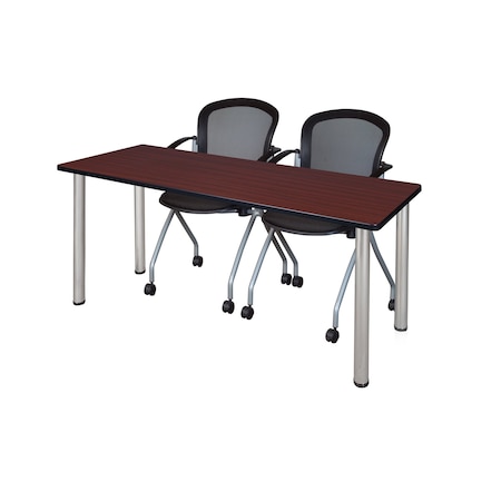 Kee Rectangle Tables > Training Tables > Kee Table & Chair Sets, 66 W, 24 L, 29 H, Mahogany MT6624MHBPCM23BK